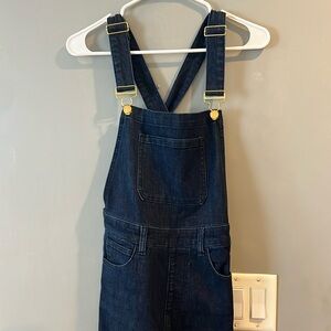 WeWoreWhat Overalls High Rise Skinny Jean Dark Denim